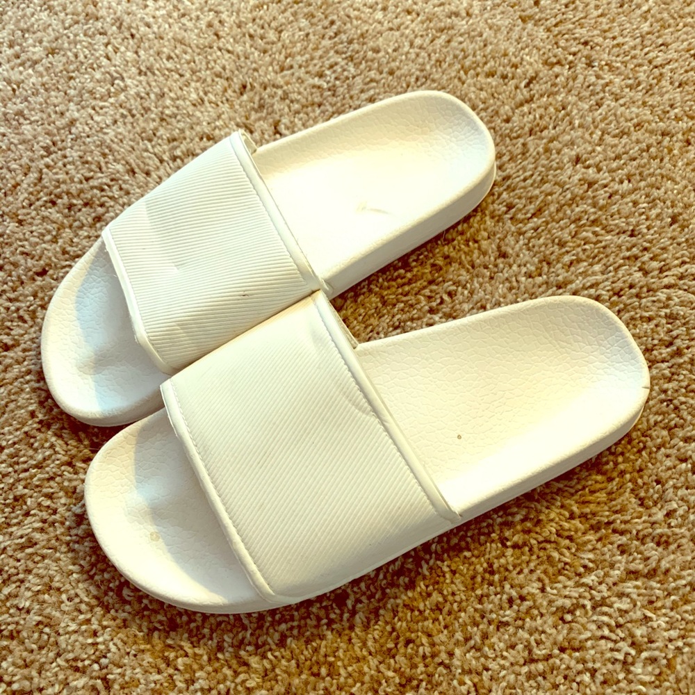 White slide sandals